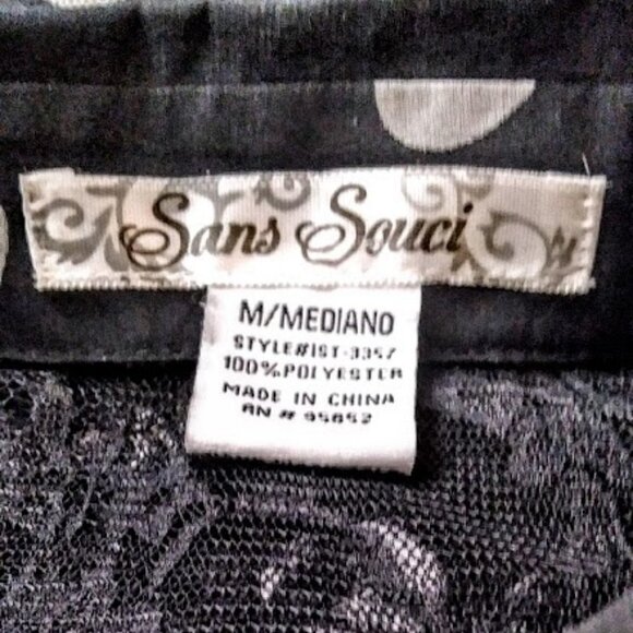 Sans Souci Women’s Black & white Polka Dot Button Down Sleeveless Top M - Picture 15 of 16